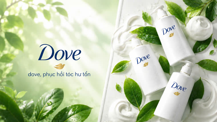 Poster sản phẩm Dove làm bằng AI